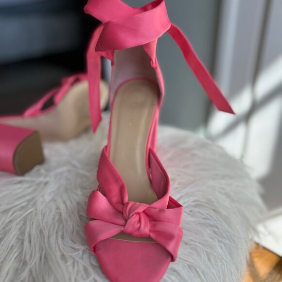 ASOS New Look Block Satin Heel Salmon/Pink Size 9 - Picture 4 of 10